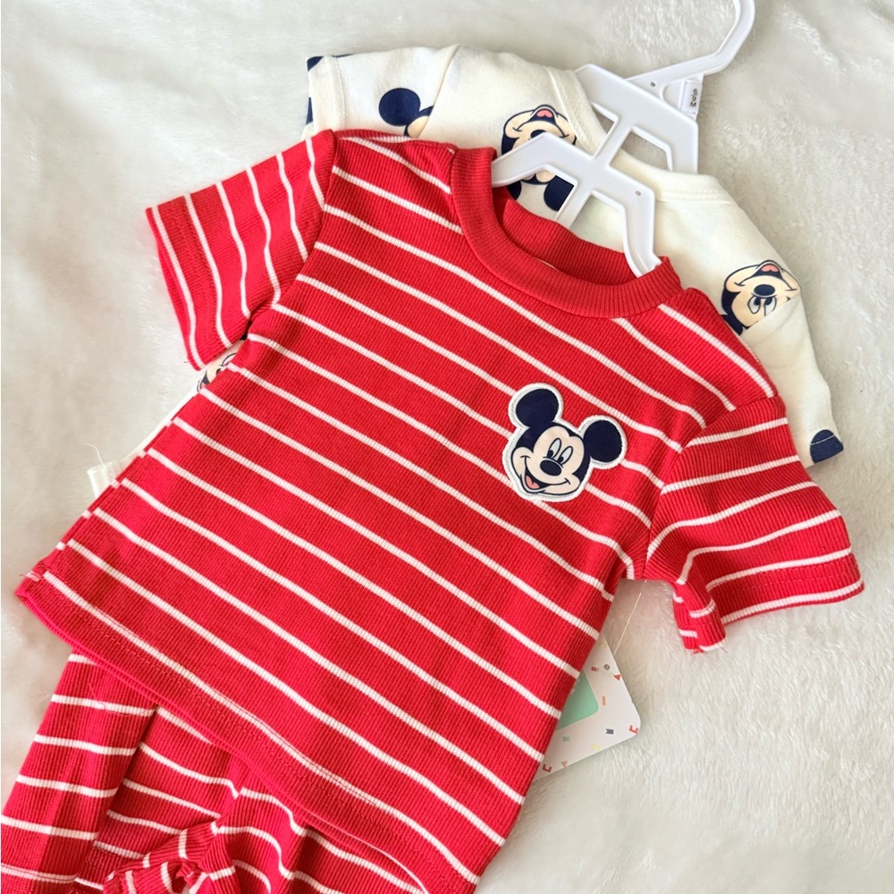 Disney Red and White Striped Mickey Mouse One Piece